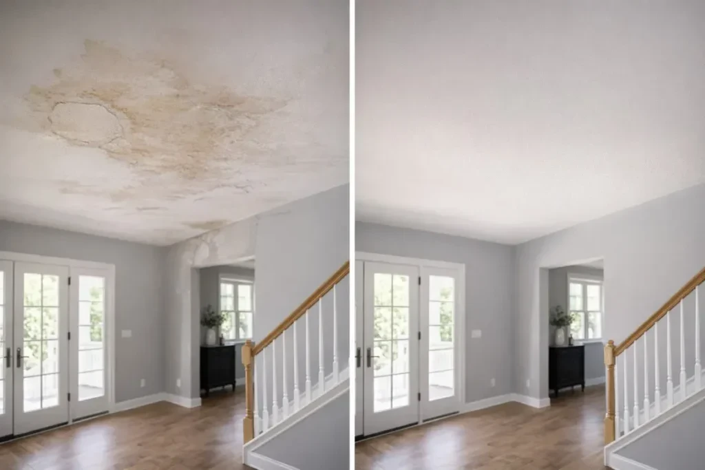 Before and After of Ceiling Repair at North Adelaide Home